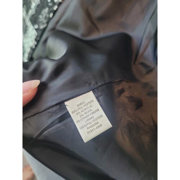 Christopher & Banks Duster Jacket Women’s L Black Silver Tapestry EUC - Picture 14 of 14